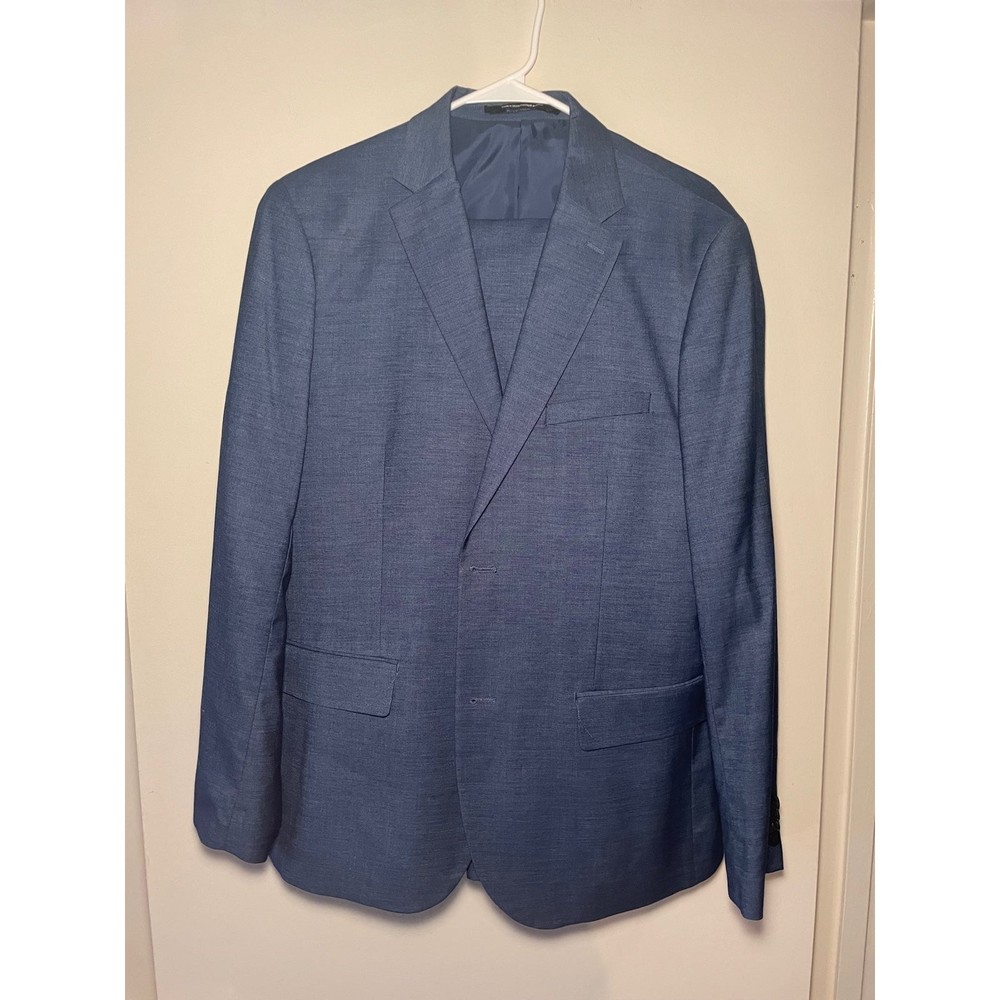 H&M Slim Fit Blue Suit Coat Size 44R and Matching Pants Size 36R